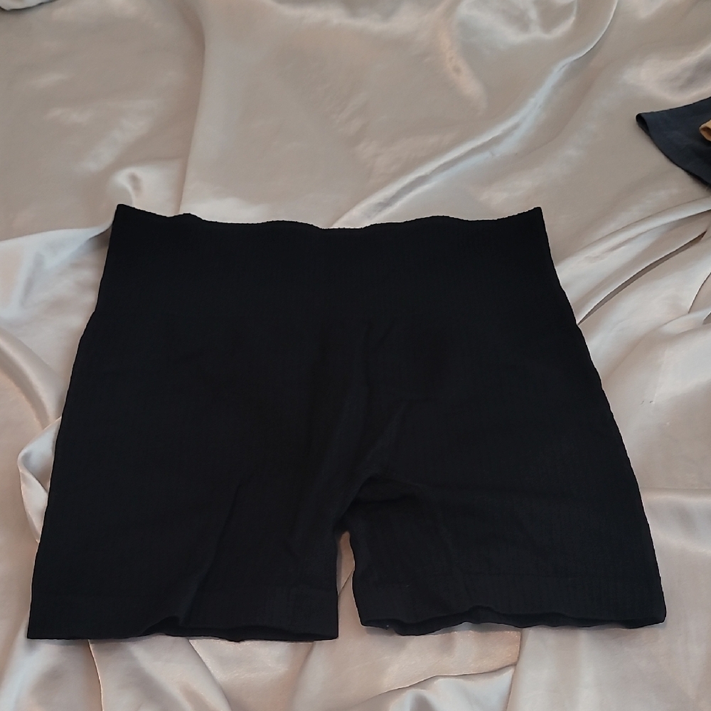 High-Rise Black Ribbed Women’s Shorts